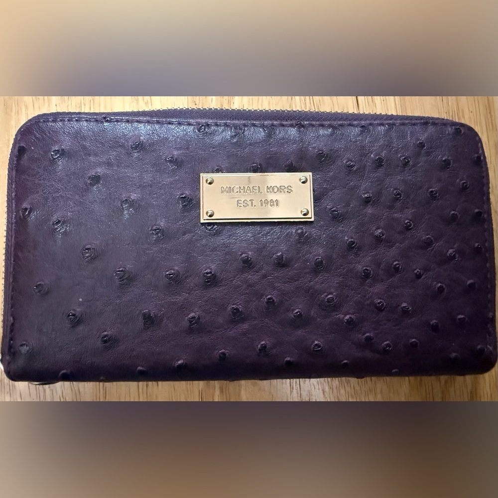 Michael Kors Dark Purple Wallet with Gold Accents